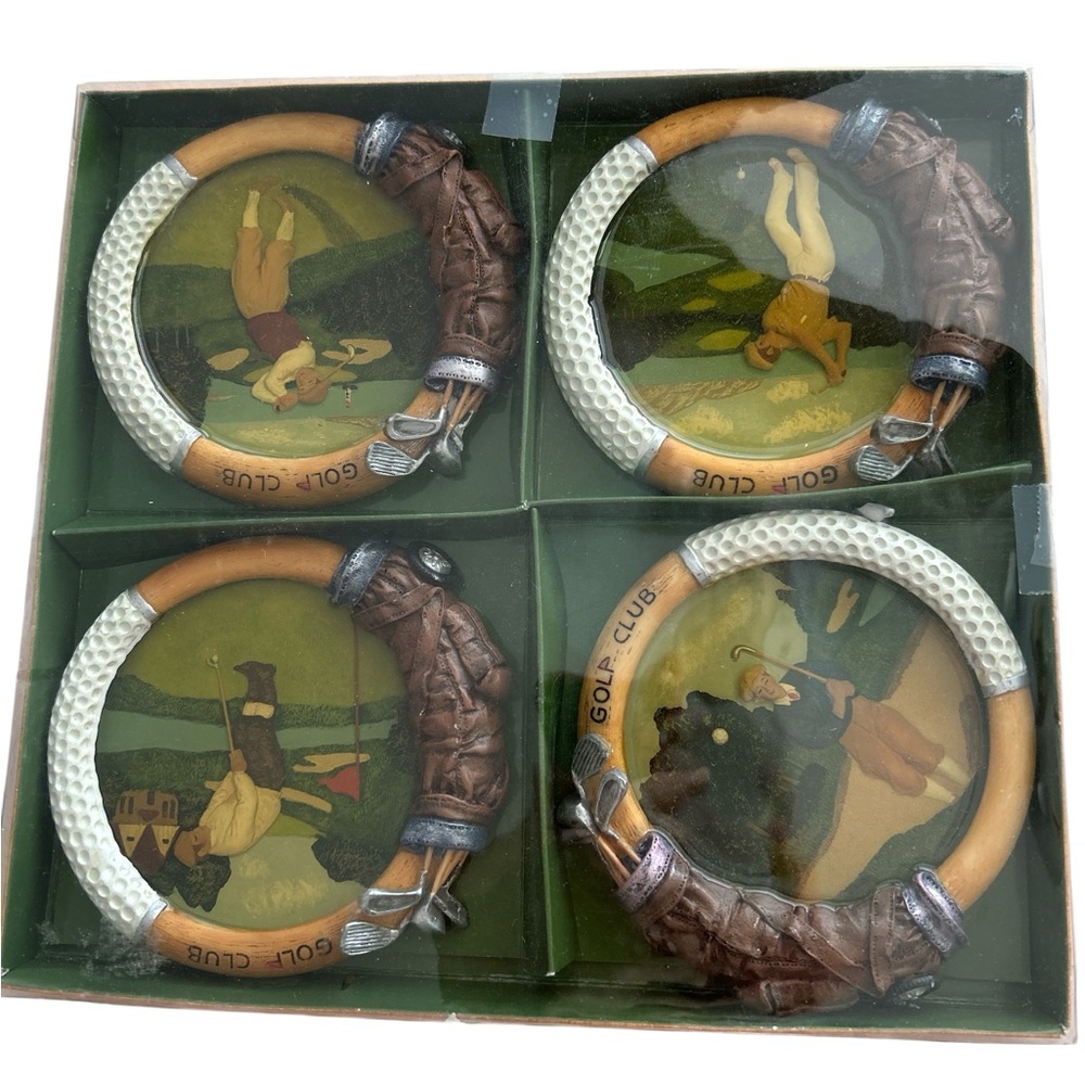 Vintage Golf Club Coasters Set